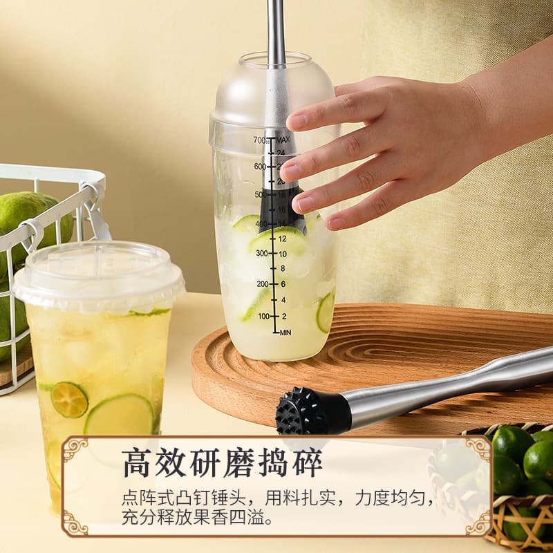 Stainless Steel Muddler Lemon Press Crushing Tool for Mashing and Muddling Snow Cup Handmade Lemon Tea Tool Ice Crusher Hammer