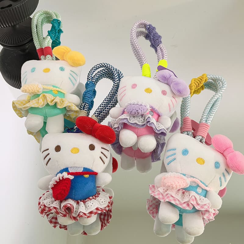 Cartoon cute pink coil skirt diagonal sky blue KT pendant mobile phone case lanyard bag pendant short style portable universal