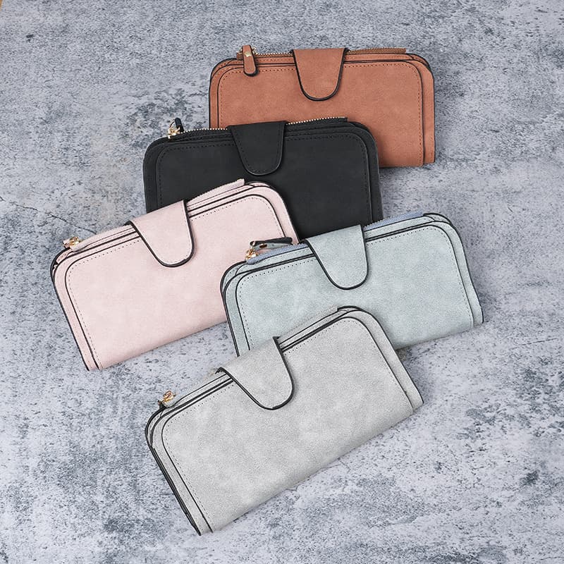Cross-border hot sale long snap-button women's wallet coin purse multi-color card slot phone bag clutch card holder wallet