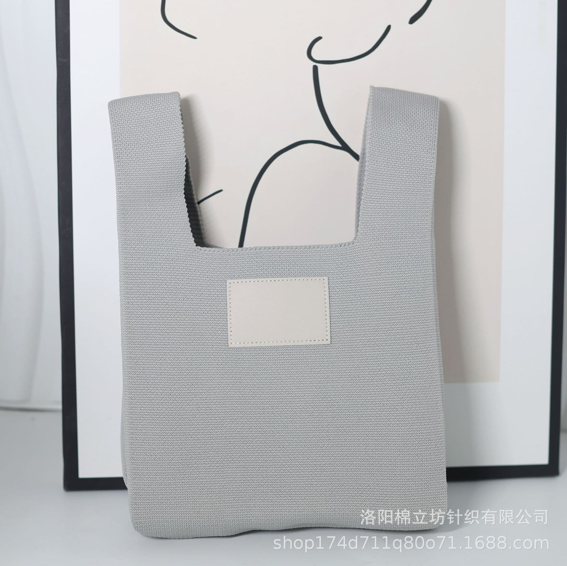 Japanese and Korean Solid Color Tote Bag Woven Knit Bag Minimalist Quiet Luxury Vintage Handbag Shoulder Bag for Women