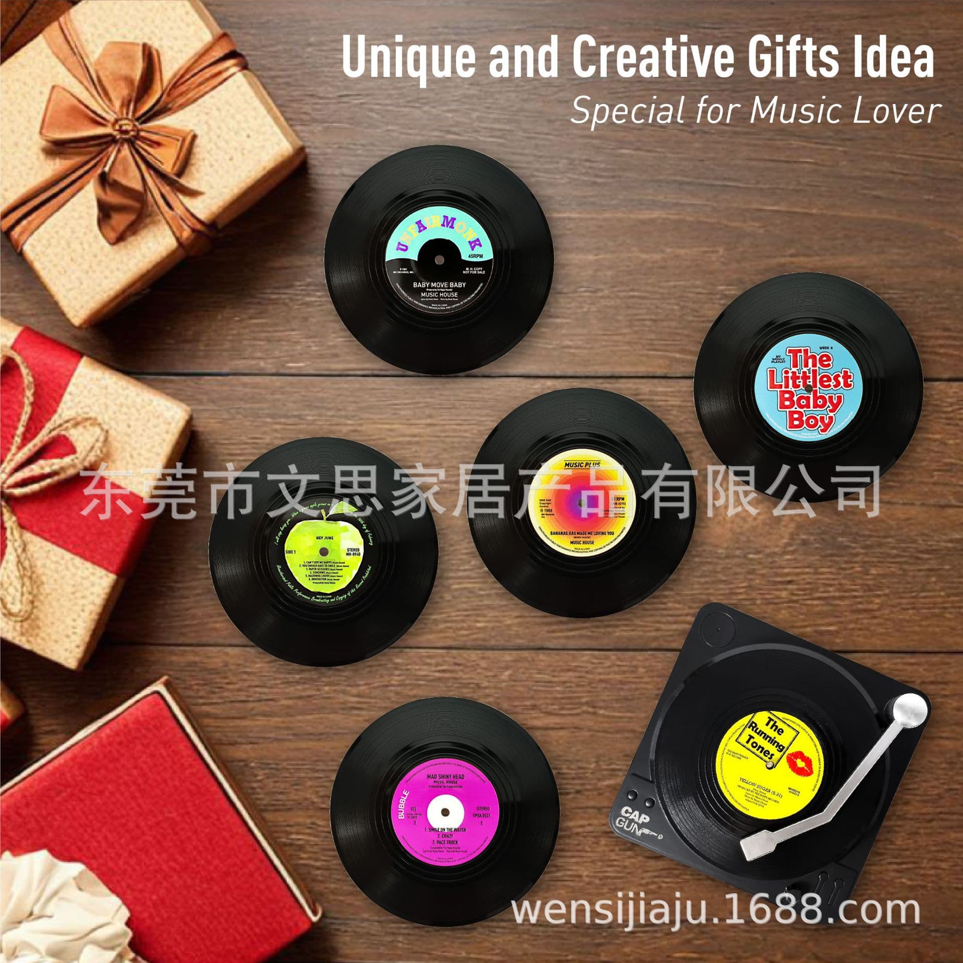Creative old record coaster plastic ABS retro vinyl CD coffee insulation mat vinyl coaster placemat