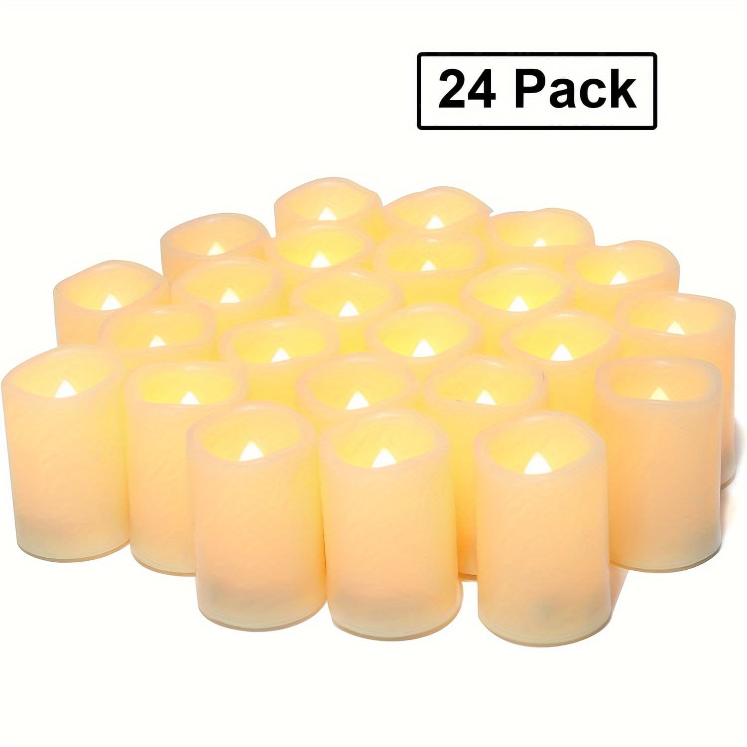 24 Pack Dark Ivory LED Flames Votive Candles Battery Operated