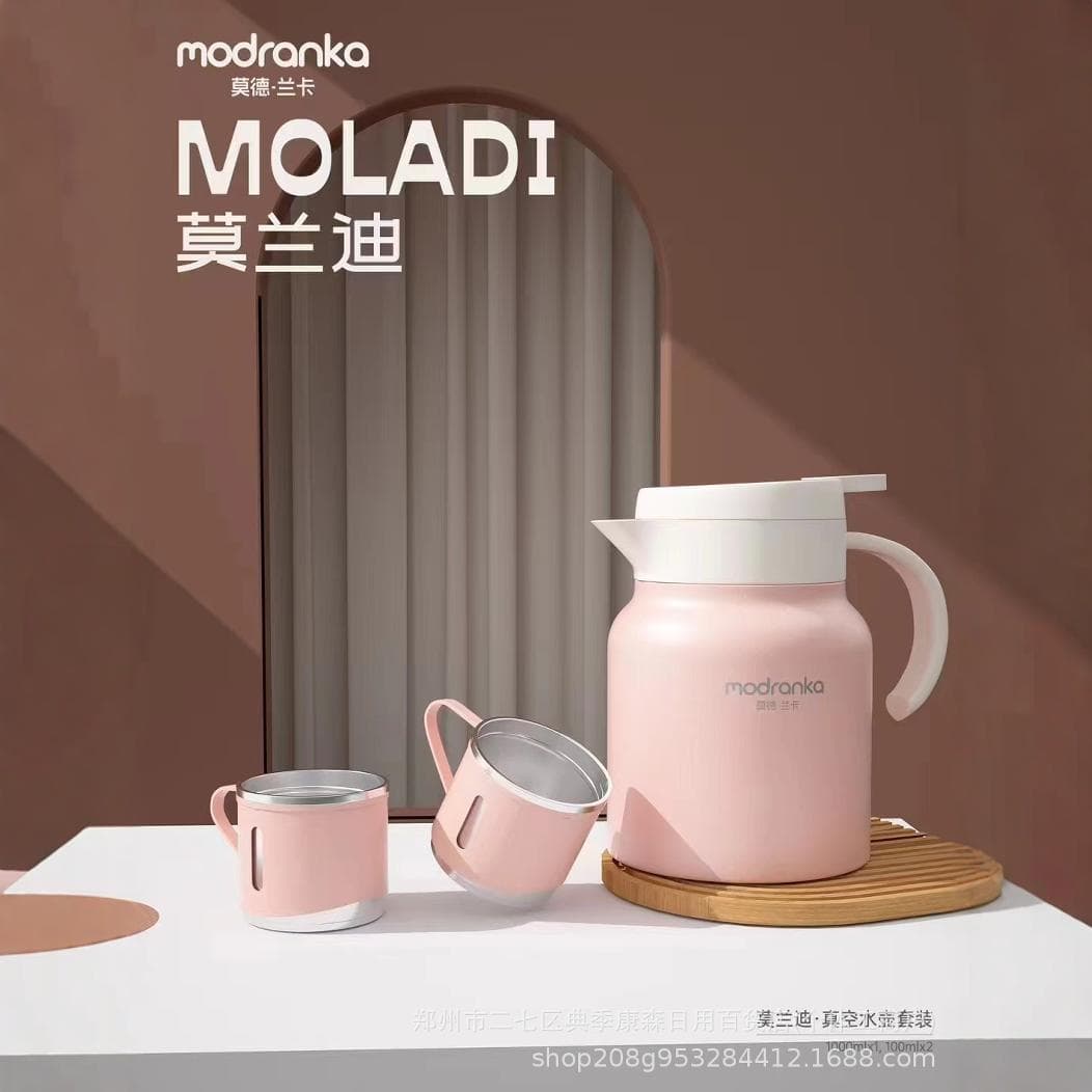 Morandi ▪ Vacuum Flask Set, Pot 1000ml ×1, Cup 100ml ×2, Insulated Portable Kettle