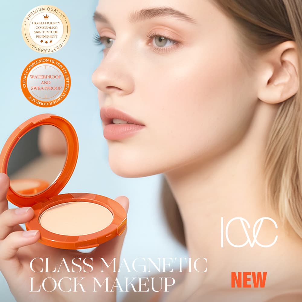 ICVC-1203 - Oil-Control Concealer Powder with Mirror, Waterproof Setting Powder, Customizable Cross-Border Label