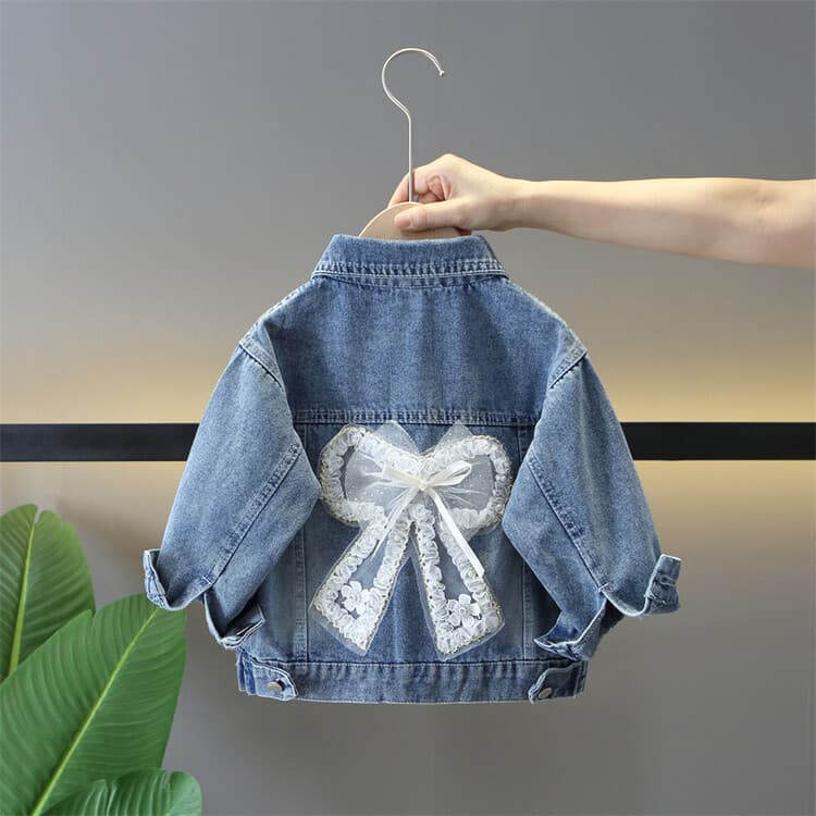 Bow Denim Jacket 2026 Spring/Autumn New Style, Versatile Jacket for Kids, Girls Korean Fashion Top
