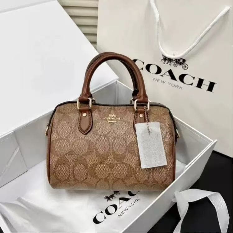 Coach New Rowan Boston Pillow Bag Vintage Monogram Mini Fashion Shoulder Crossbody Bag for Women