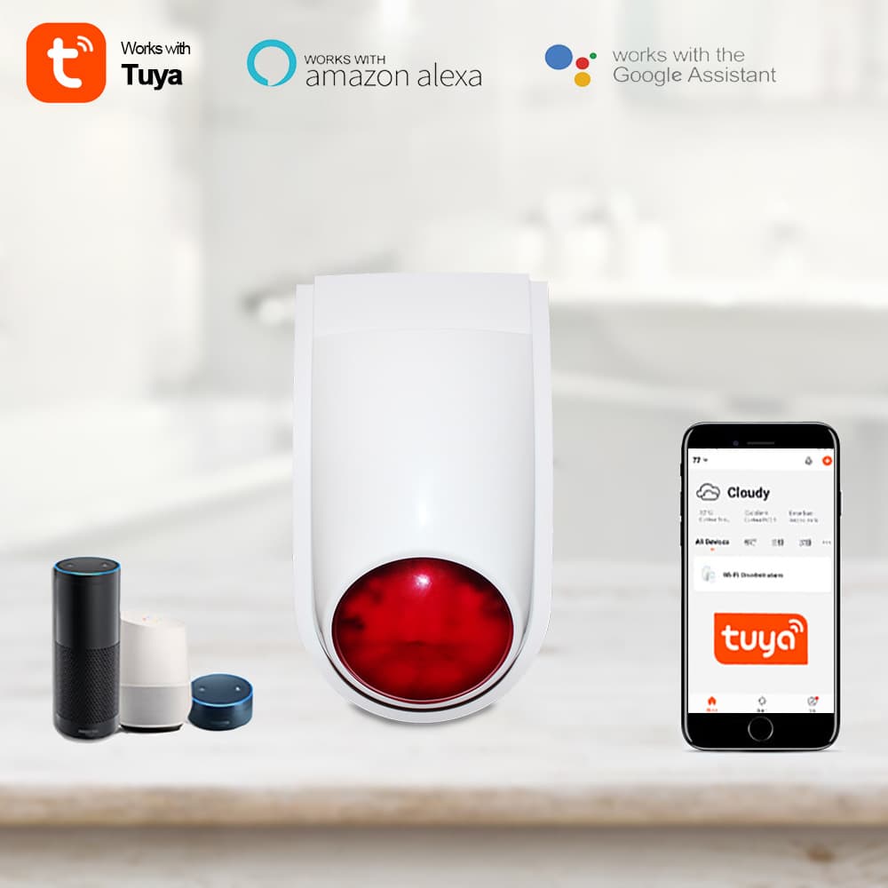 Tuya WiFi Alarm Siren with Sound and Light, WiFi Siren