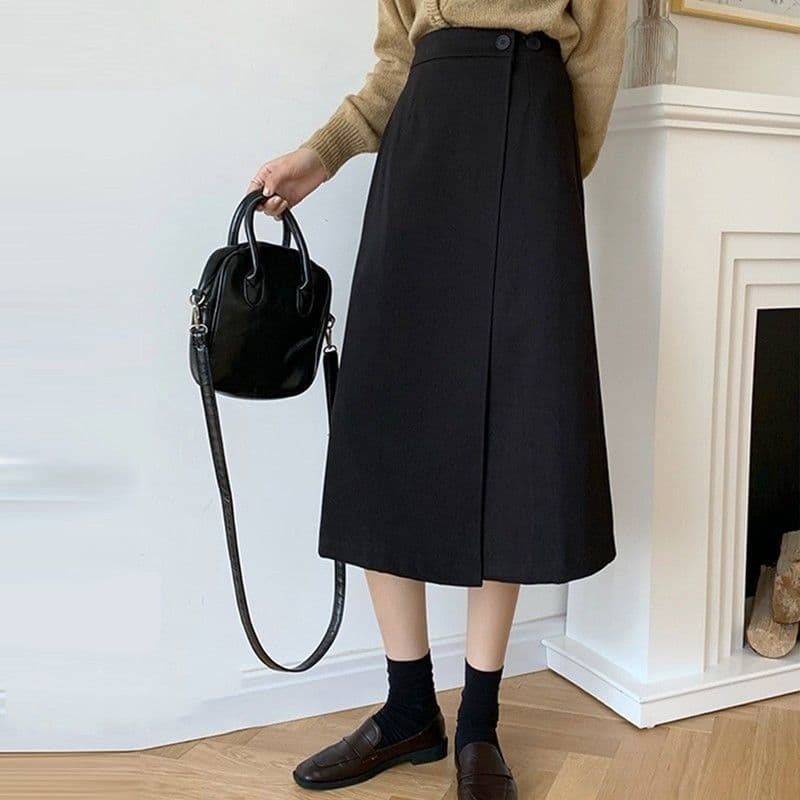 Plus-size suit skirt, mid-length, new spring and autumn style, high-waisted, one-piece pear-shaped slimming long skirt