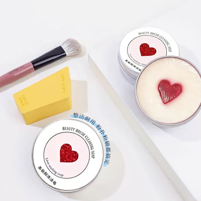 Peach Scented Makeup Brush Cleaning Soap with Brush Cleaning Pad, Makeup Brush Cleaner Tool, Beauty Tool Wholesale