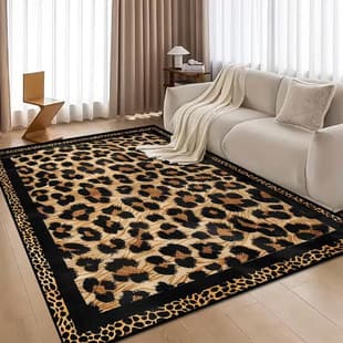 Cross-border Crystal Velvet Carpet Vintage Leopard Print Large Area Flat Water-Absorbent Carpet for Living Room