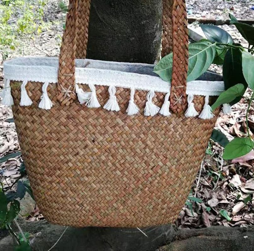 Seagrass Woven Fashion Straw Bag Women's Tote Manufacturer Wholesale Single Shoulder Handbag Cosmetic Storage Bag Beach Bag