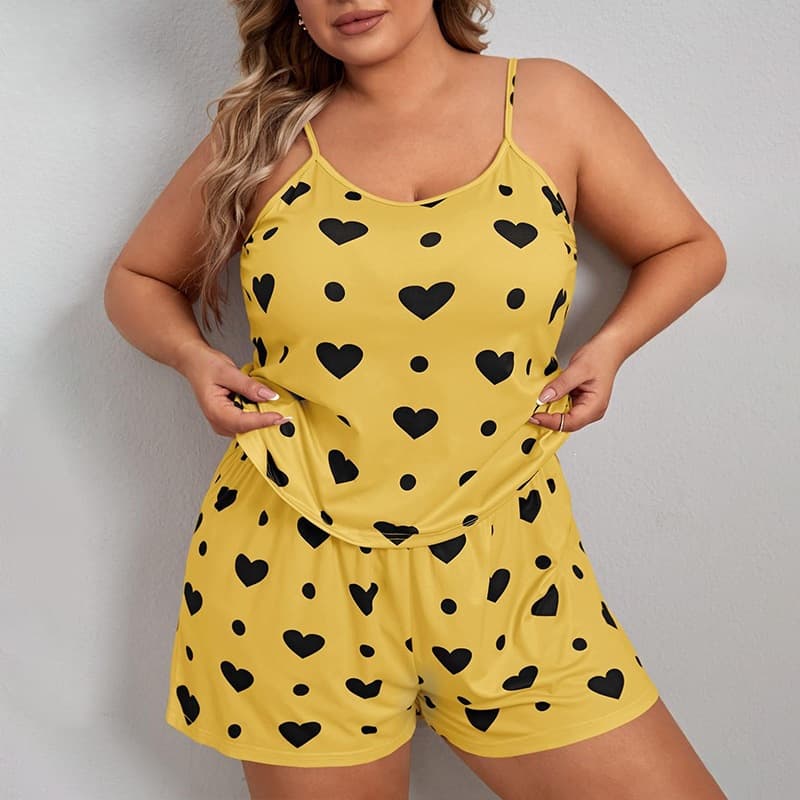 European and American Cross-Border Camisole Shorts Plus Size Oversized Pajama Homewear Set Casual Loose Comfortable