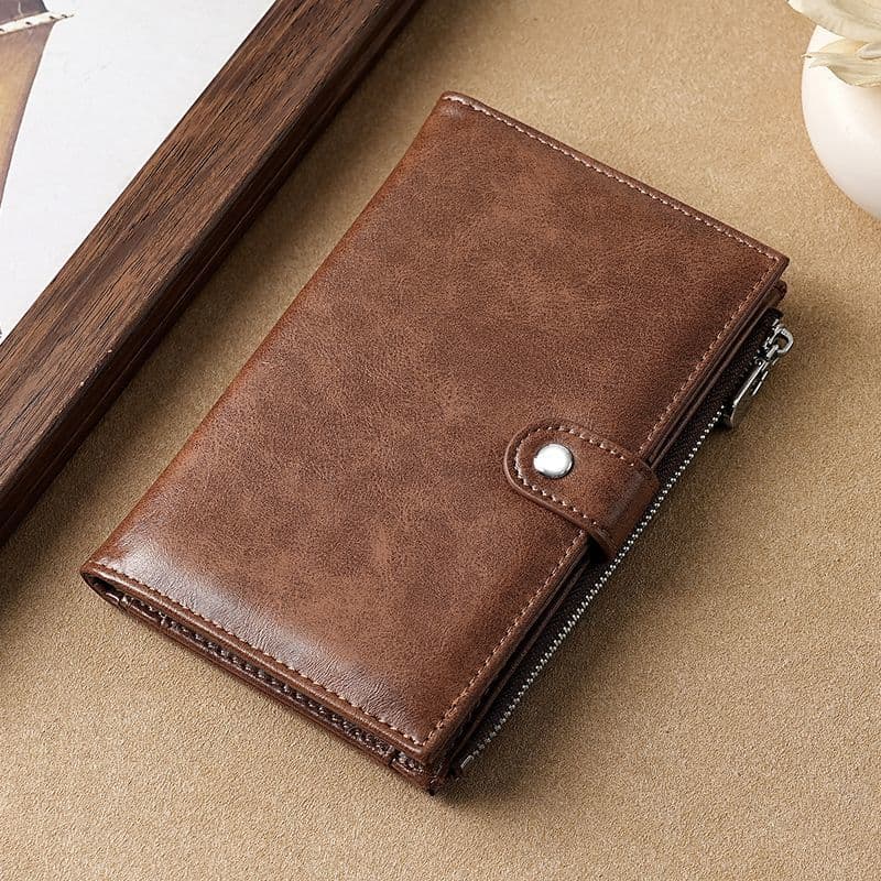 Oil wax leather passport bag business high-end document holder ticket passport holder multifunctional zipper wallet