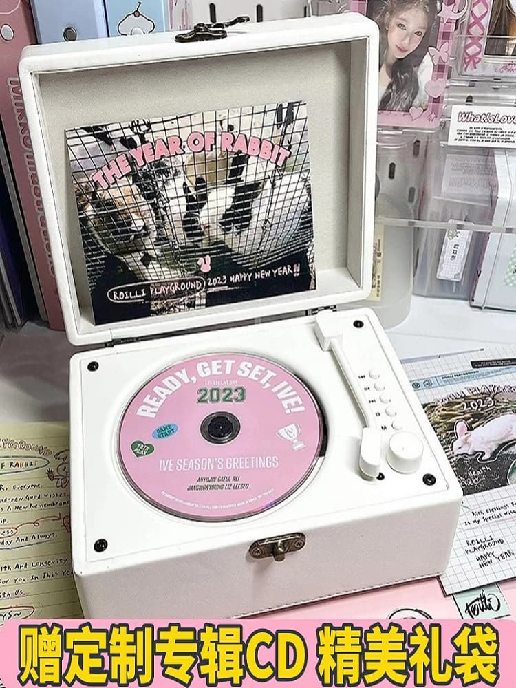 Retro CD Player Album Player with Bluetooth, Record Disc Audio System, Birthday Gift for KPOP Fans