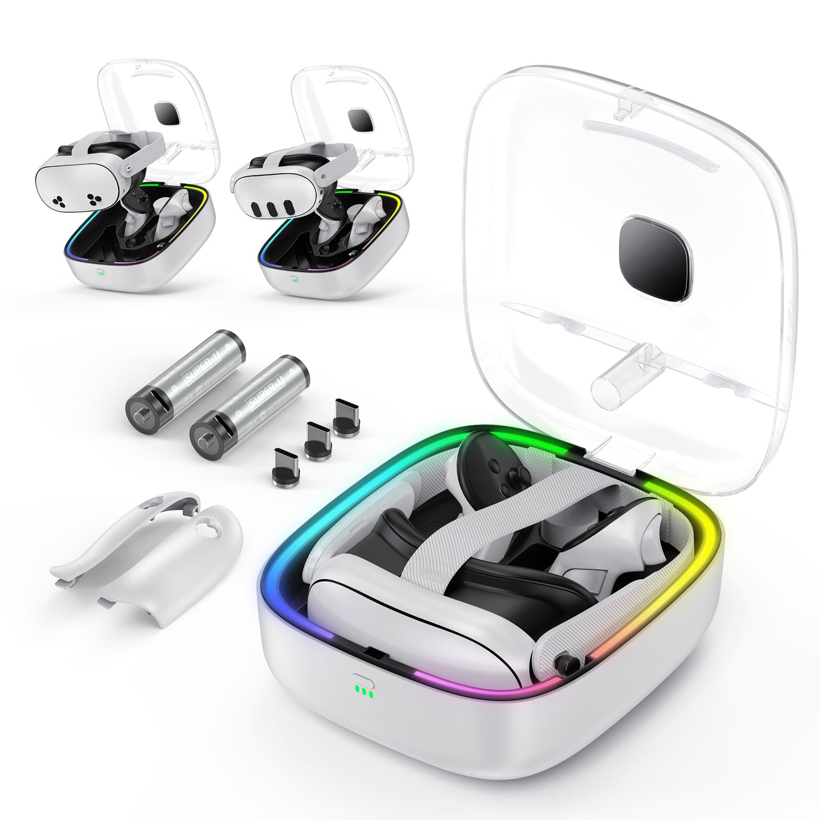 Magnetic Docking Charging Station with Battery Kit for Meta Quest 3/3S VR Headset and Controllers