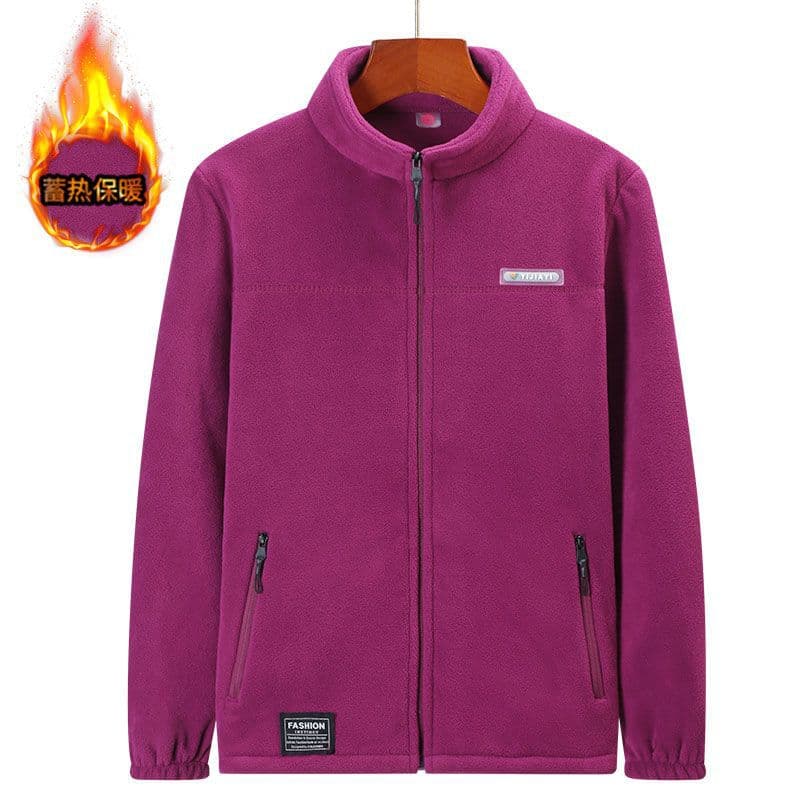 Autumn and winter women's polar fleece windbreaker jacket fleece-lined thick stand collar cardigan sweatshirt plus-size fleece jacket.