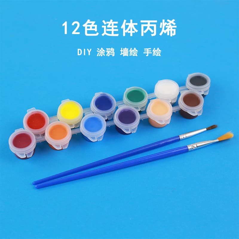 Acrylic Paint DIY Kids Paintbrush Painting Set Graffiti 12-Color Acrylic Paint Integrated Acrylic Paint Wholesale