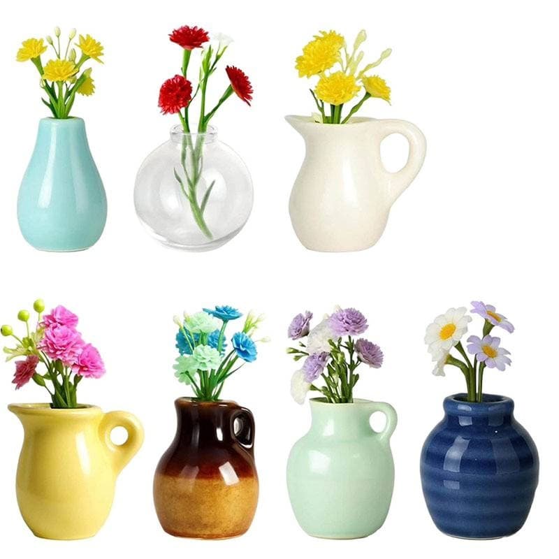 New Cross-Border Mini Ceramic Vase Magnet Kitchen Fridge Office Cute Girl Decorative Ornament Craft