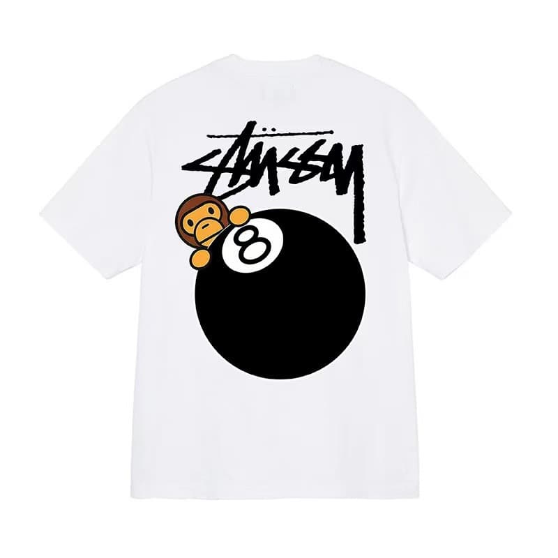 STU Collaboration Camo Black Ape Head Short Sleeve T-Shirt for Men and Women, Loose Fit, Original Camo Print