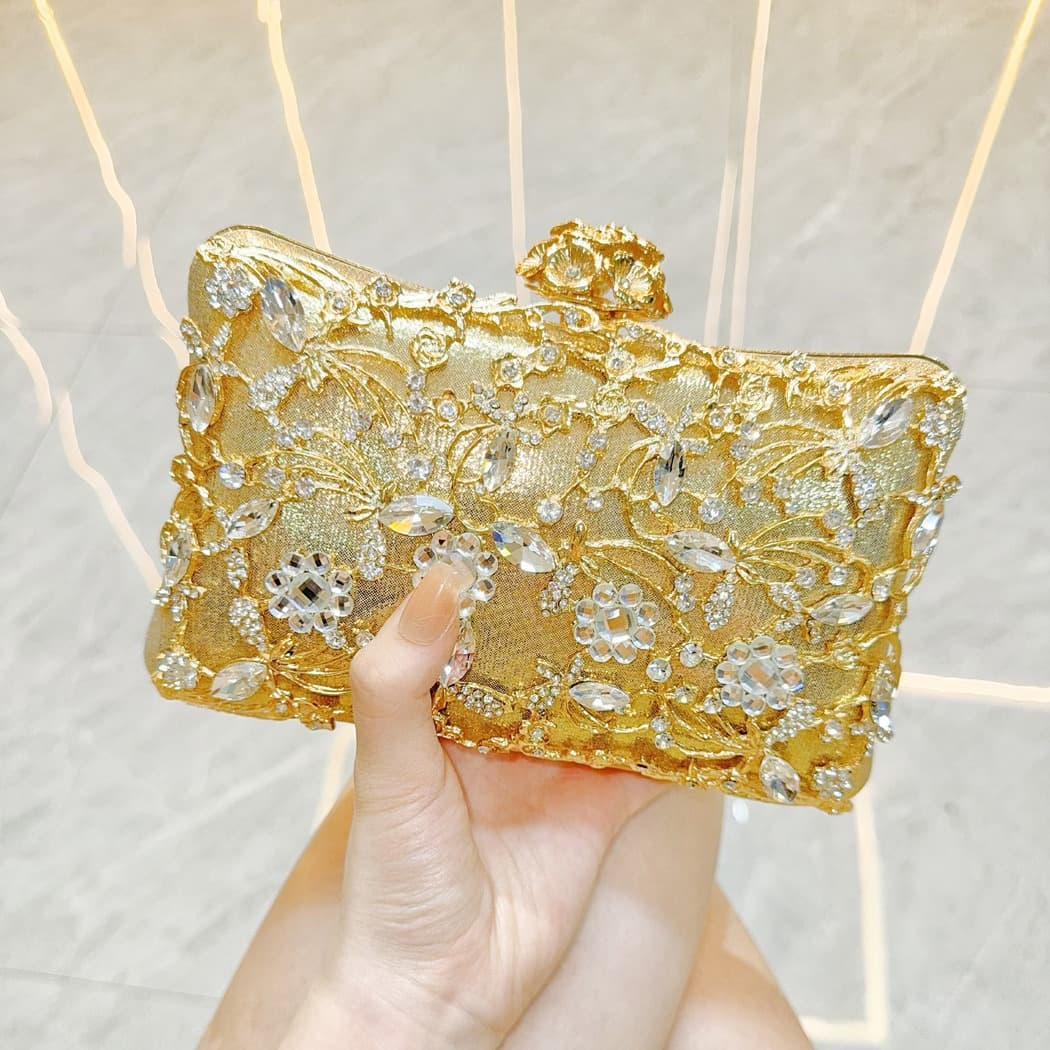 New Cross-Border Light Luxury Evening Bag Clutch Bag Diamond-Encrusted Banquet Handbag Celebrity Lady Handheld Shoulder Crossbody Gift Bag