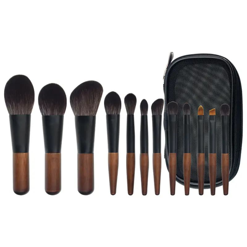 Cross-border Hot Selling 12-Piece Mini Portable Makeup Brush Set, Fiber Powder Brush, Eyeshadow Brush, Full Makeup Tools