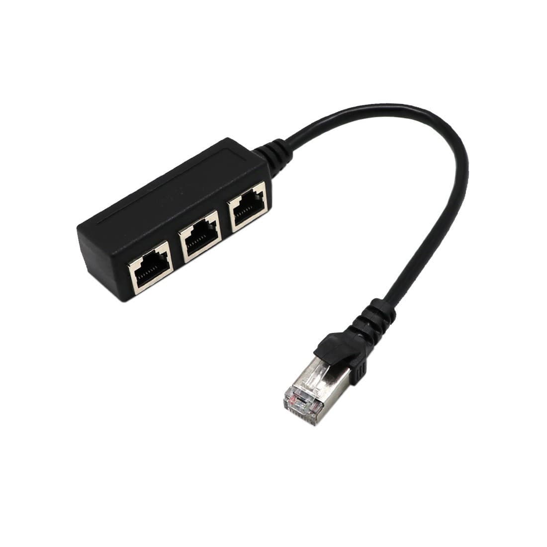 Factory Direct 1 to 3 RJ45 Ethernet Cable Adapter Splitter, 1 Male to 3 Female Ports, Gigabit