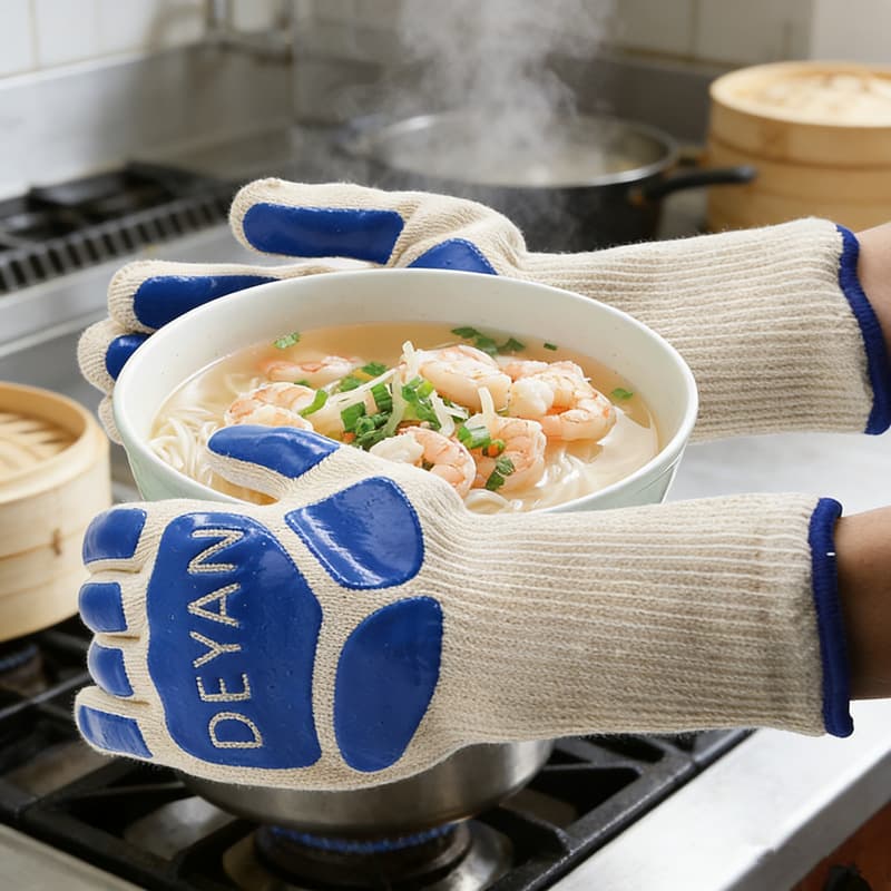BBQ Heat-Resistant High-Temperature Chef Cooking Kitchen Five-Finger Non-Slip Microwave Baking Thickened Silicone Special