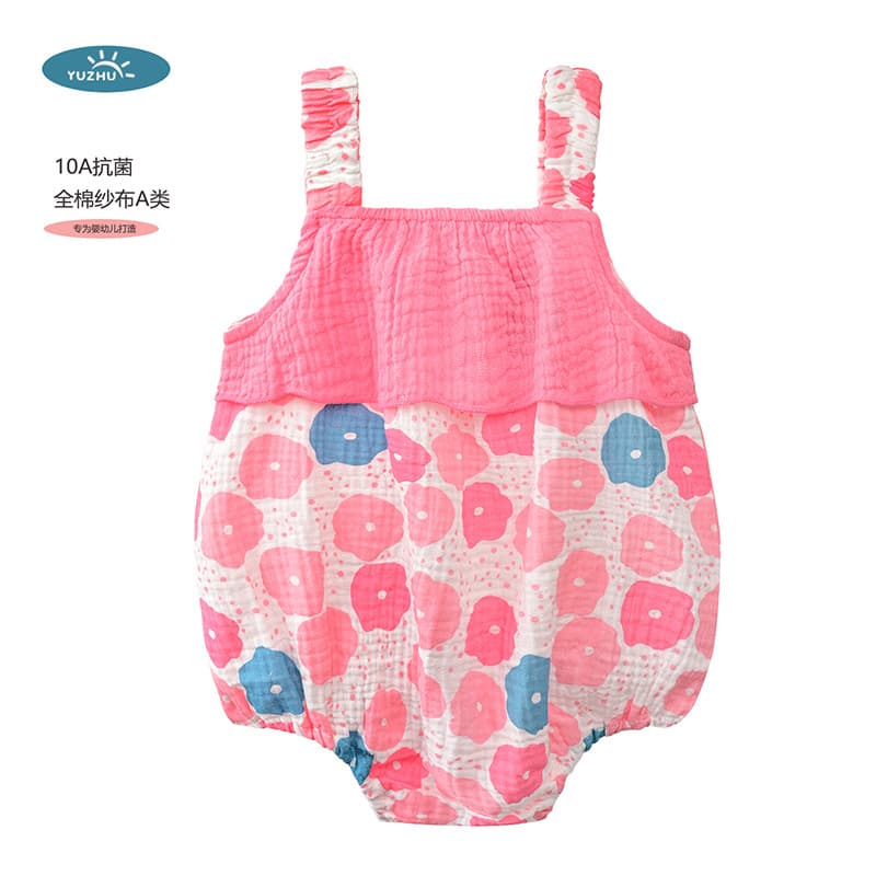 Baby Summer Bodysuit Newborn Girl Gauze Romper Pure Cotton Gauze Triangle Bodysuit