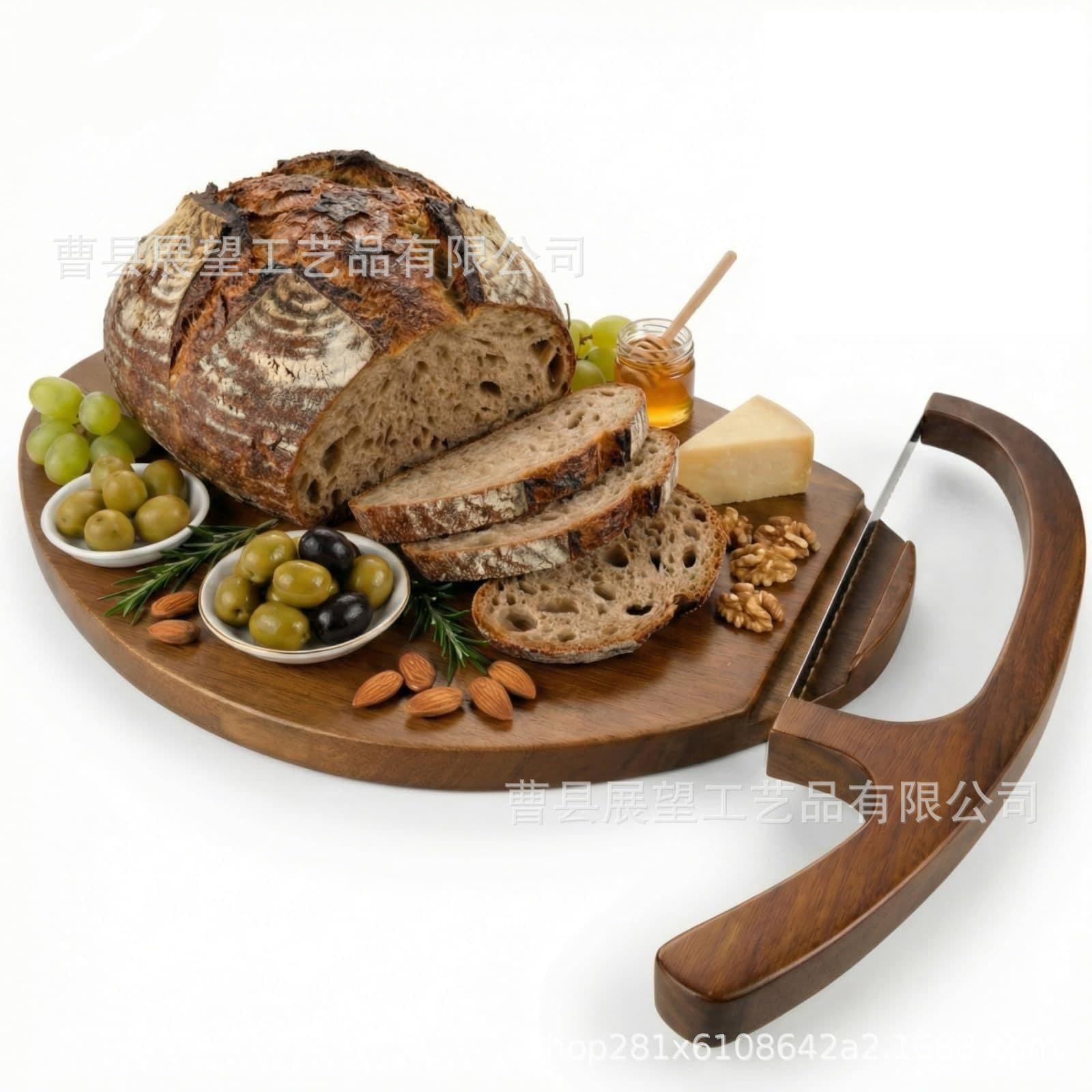 Wooden Magnetic Serrated Bread Knife Tray Set Multifunctional Home Kitchen Countertop Picnic Toast Cake Slicer