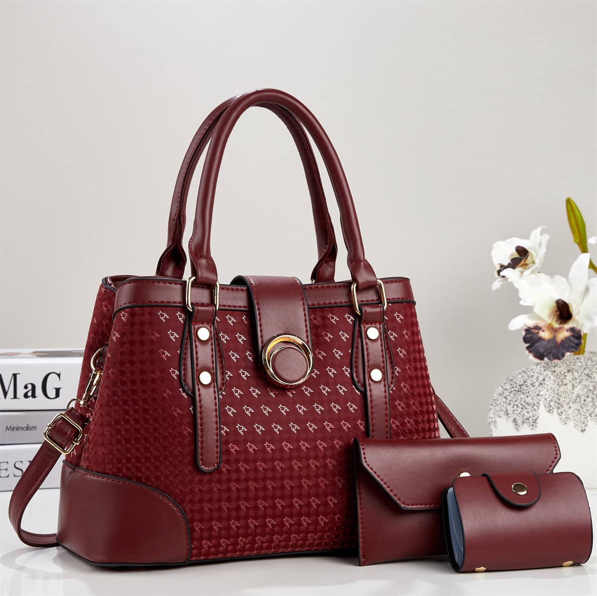 New Ladies Handbag 3-Piece Set High Quality Large Capacity Shoulder Crossbody Bag Commuter Women's Handbag