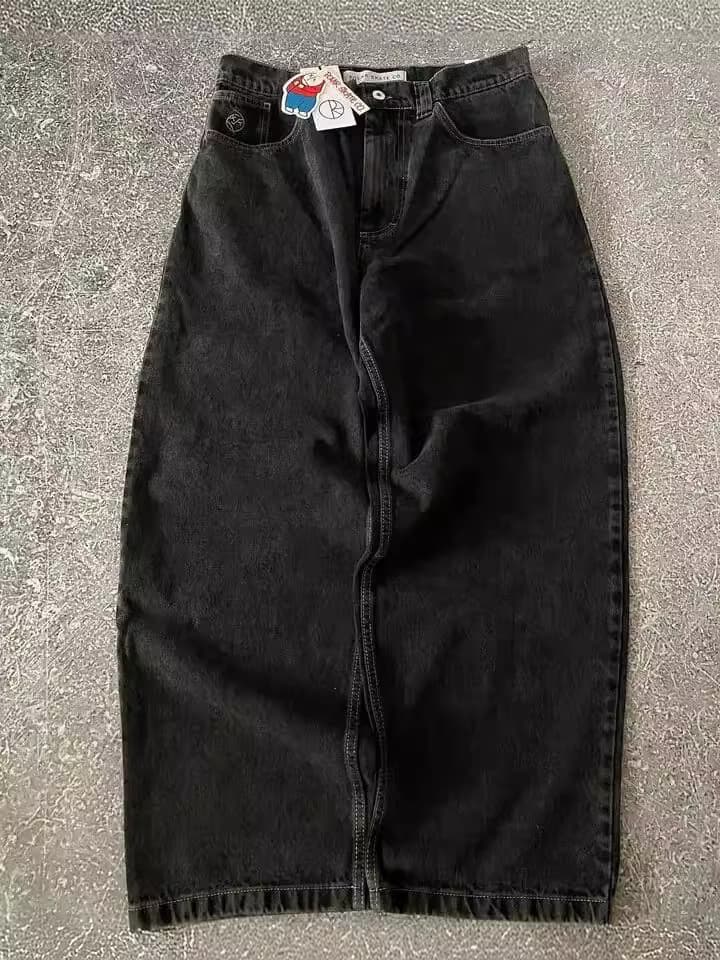 Streetwear Polar Big Boy Jeans Harajuku Gothic Hip Hop Cartoon Embroidery Loose Jeans Wholesale