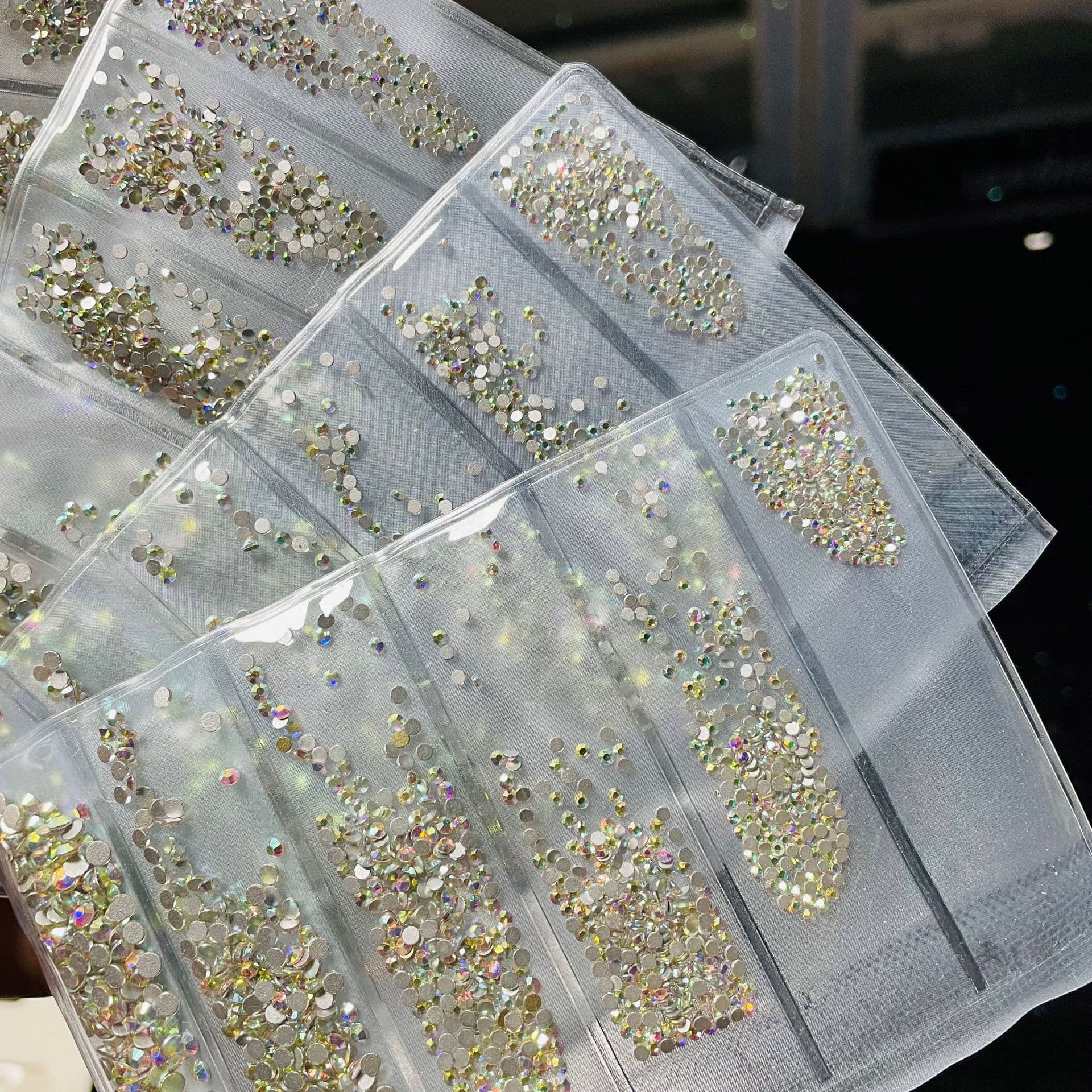 Cross-border direct supply of nail art glass diamond flat bottom diamond transparent AB diamond 6 grid rhinestone nail art jewelry AB white 3-10#