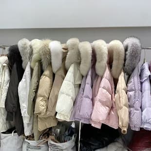 Shisanhang Winter New White Duck Down Long Coat with Fur Collar Korean Cotton Jacket Women's Clothing Wholesale