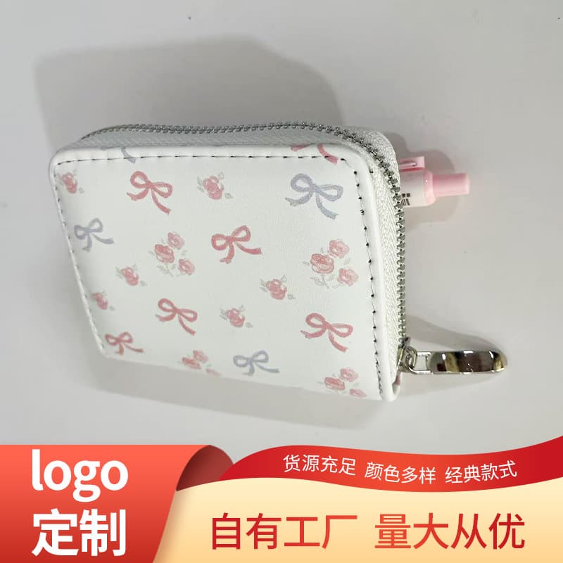 New Sweet Wallet Floral Bear Bifold Wallet Multifunctional Student Wallet Cartoon Large Capacity