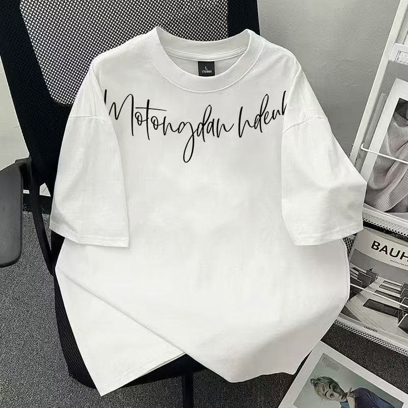 American Letter Print Short Sleeve T-Shirt for Women 2025 Summer New Loose Casual Style Versatile Chinese Trendy Top Ins
