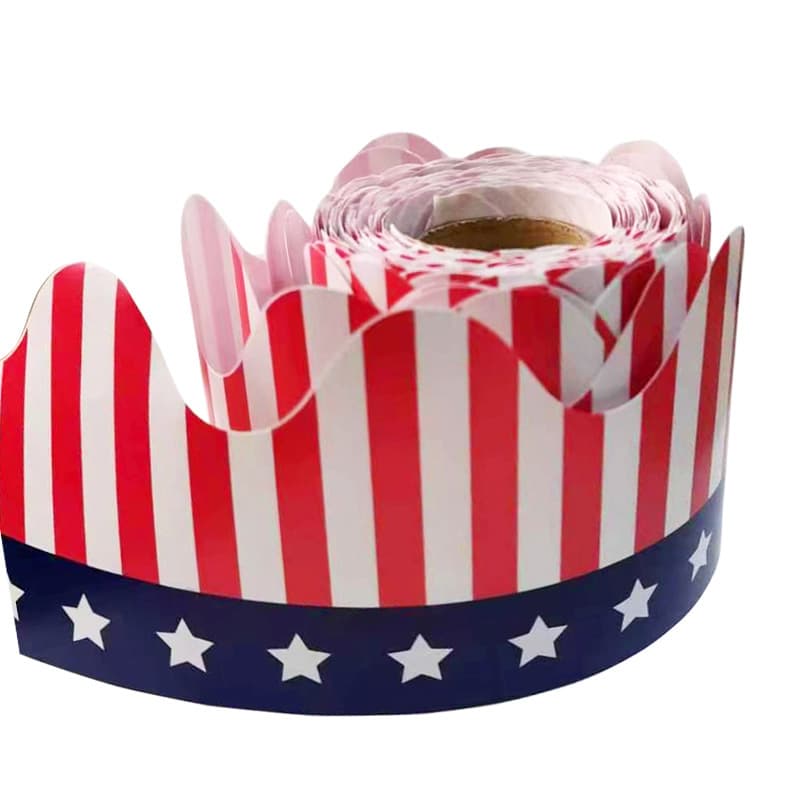 Bulletin Board Border Decorative Trim for Back-to-School Season, Blackboard Border Stickers, Veterans Day Stationery, Cartoon American Flag Design