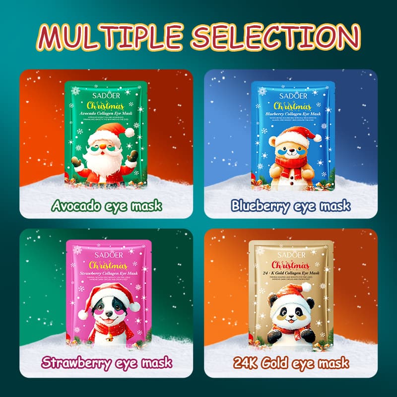 SADOER Christmas Strawberry Collagen Eye Mask (All English) - Moisturizing Eye Mask - Cross-border Trade Wholesale