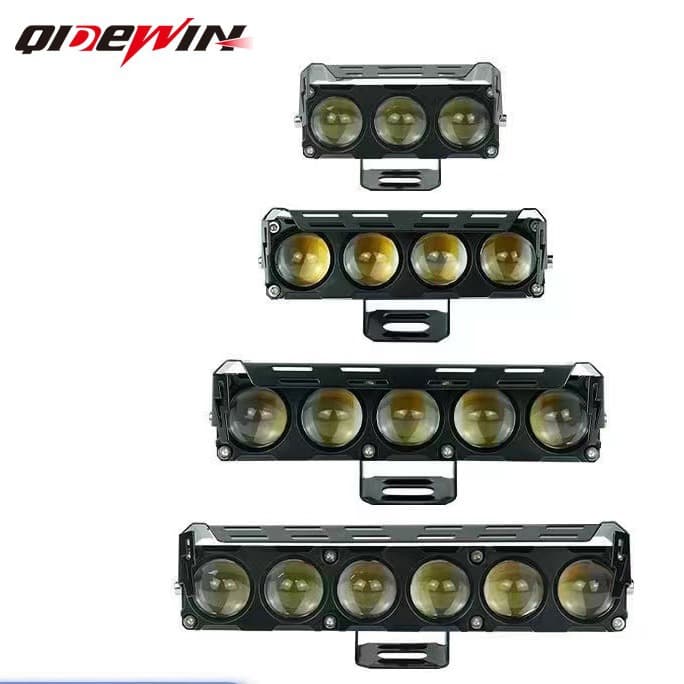 Cross-border motorcycle spotlights, four-eye bifocal lens electric car lights, modified white and yellow two-color LED car lights