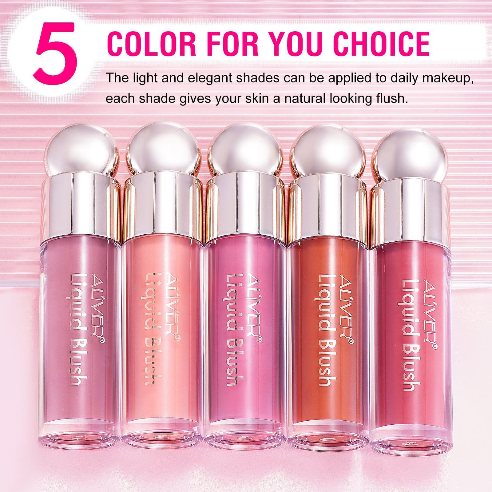 Cross-border ALIVER Liquid Blush Contour Blush Cream Brightening Complexion-Enhancing Nude Makeup Rouge 5-Color Blush
