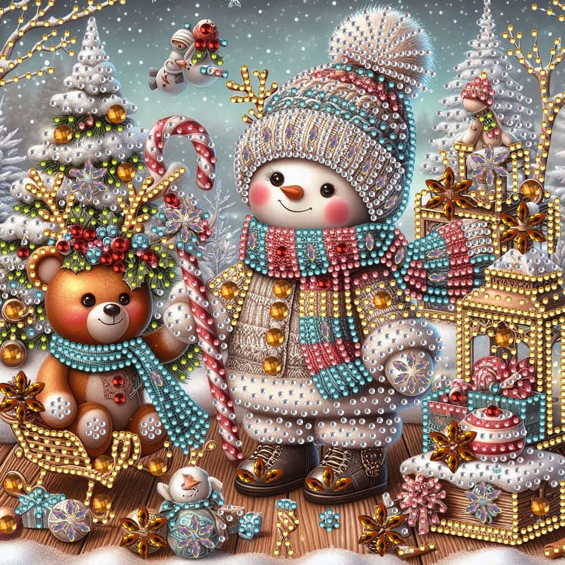 Diamond Painting Kit Snowman for Adults, 5D Special Shape Diamond Art Kit for Beginners
