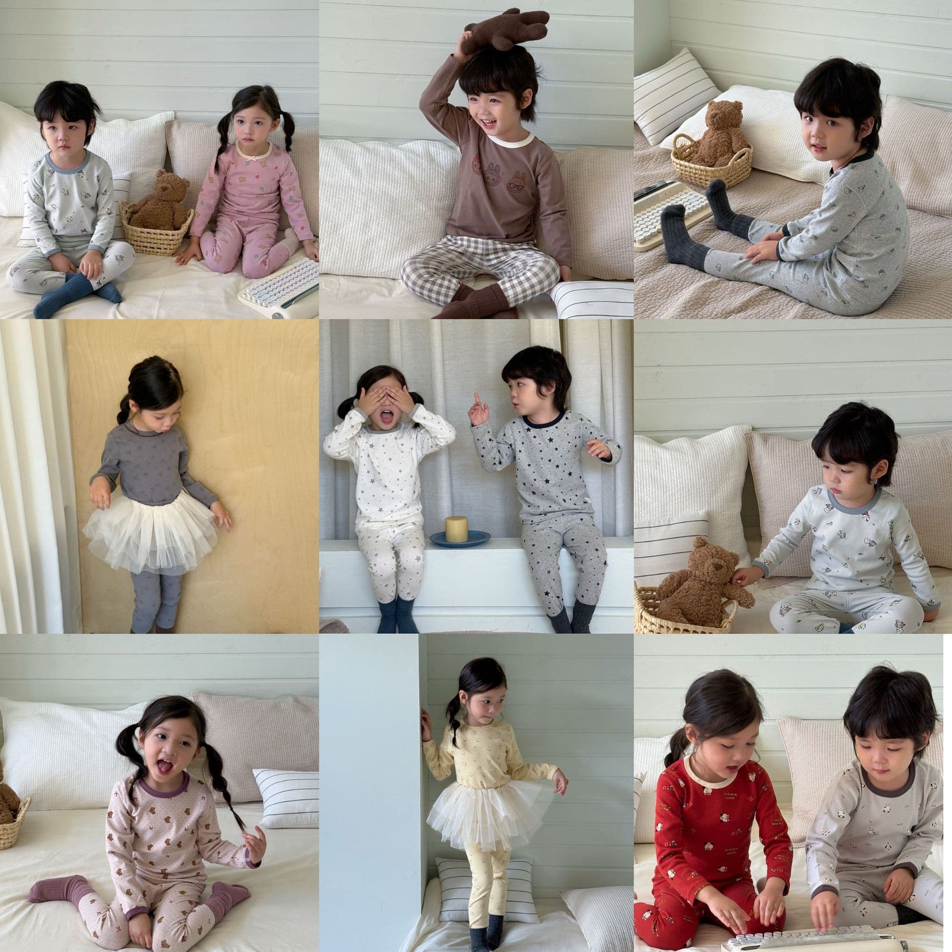 New Autumn/Winter Children's Class A Seamless Cartoon Pajama Set for Boys and Girls, Baby Sleepwear Top and Bottom