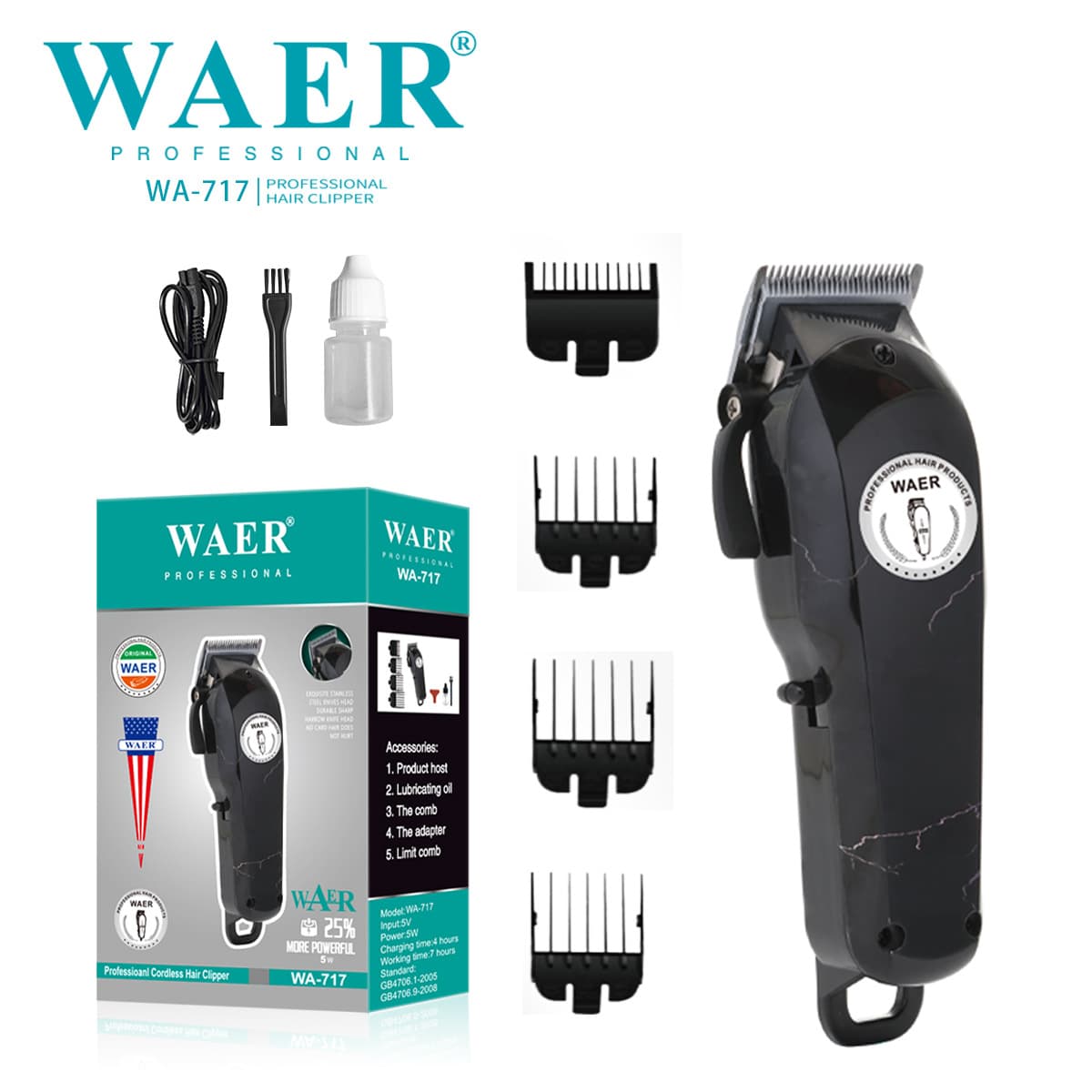 Waer Cross-Border New Professional Hair Clipper Professional Carving Hair Clipper Hair Salon Special Electric Clipper Electric Clipper