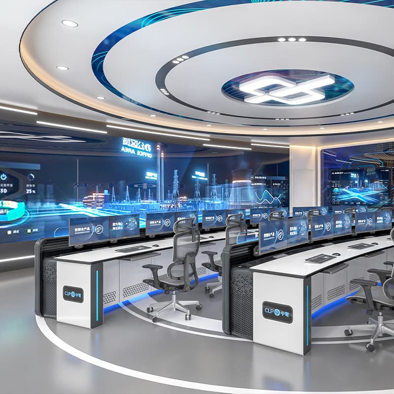 Console Operation Desk Monitoring Desk Command Center Tech Dispatch Desk Dual-Monitor Multimedia Center Baked Enamel Operation Desk