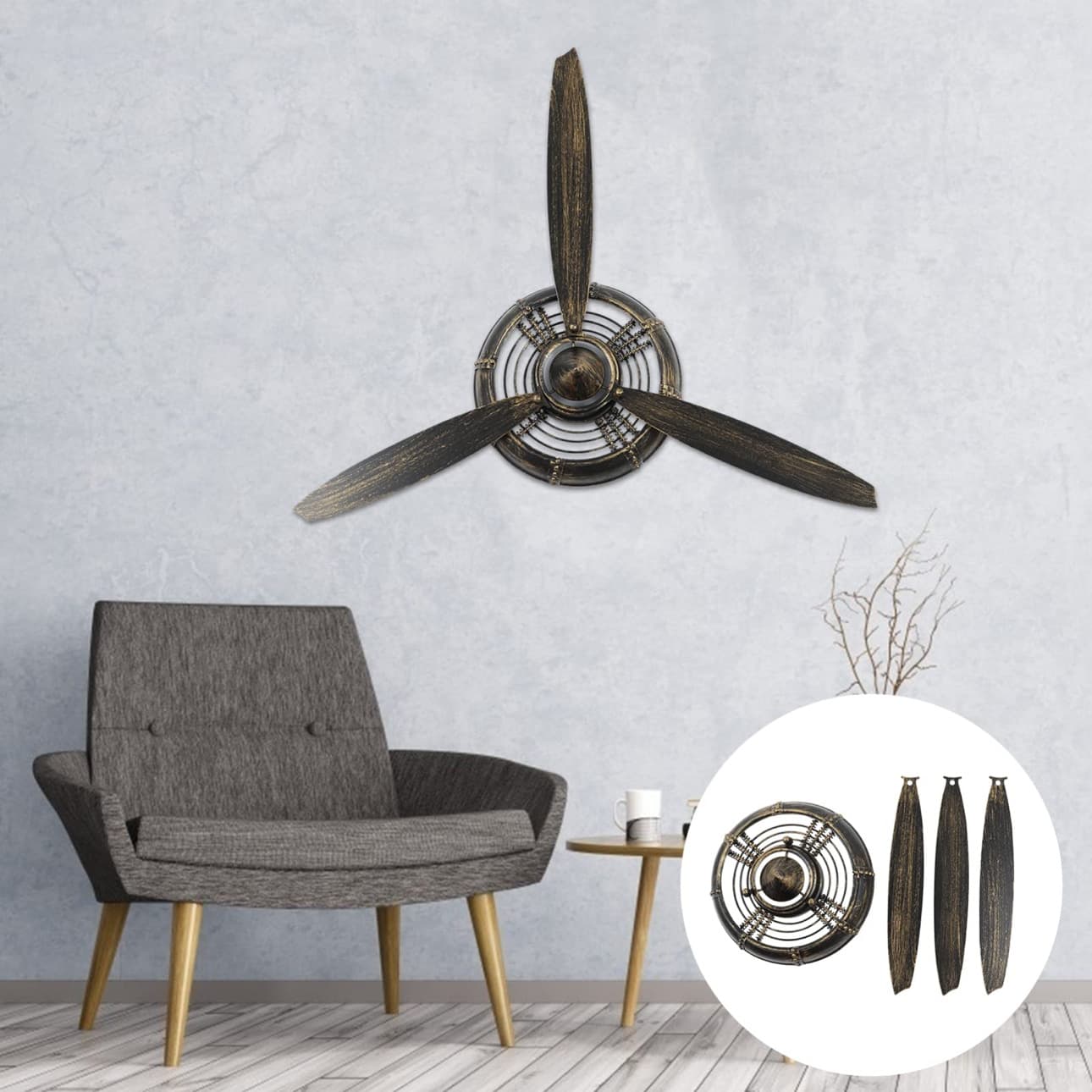 Vintage Industrial Decorations Aircraft Propeller Iron Wall Decoration Wall Hanging Bar Internet Cafe Pendant Wall Decoration