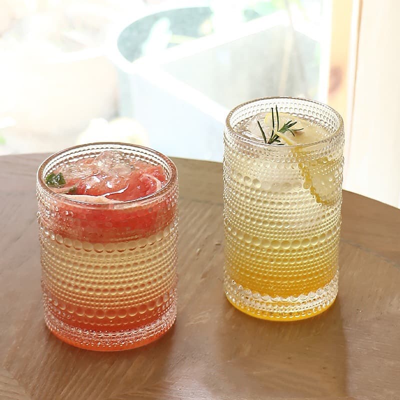 Thickened Pearl Dot Transparent Glass Whiskey Glasses Home Hotel KTV Water Glasses Milk Glasses Coffee Cold Drink Glasses
