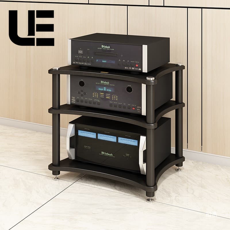 Amplifier Rack Cabinet Audio Equipment Stand for Home Theater, Movable Speaker Amplifier CD Turntable Vibration Isolation Feet