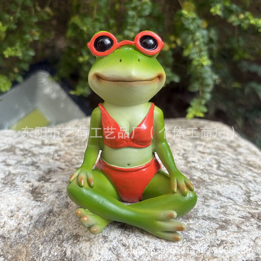 Cross-border New Swimwear Frog Figurine Resin Craft Garden Decoration Courtyard Pond Decoration Desktop Ornament