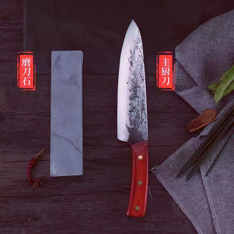 Chef's Knife for Home Use, Western-style Sharp Santoku Meat and Vegetable Cutter, Hand-forged Carbon Steel Slicing Knife