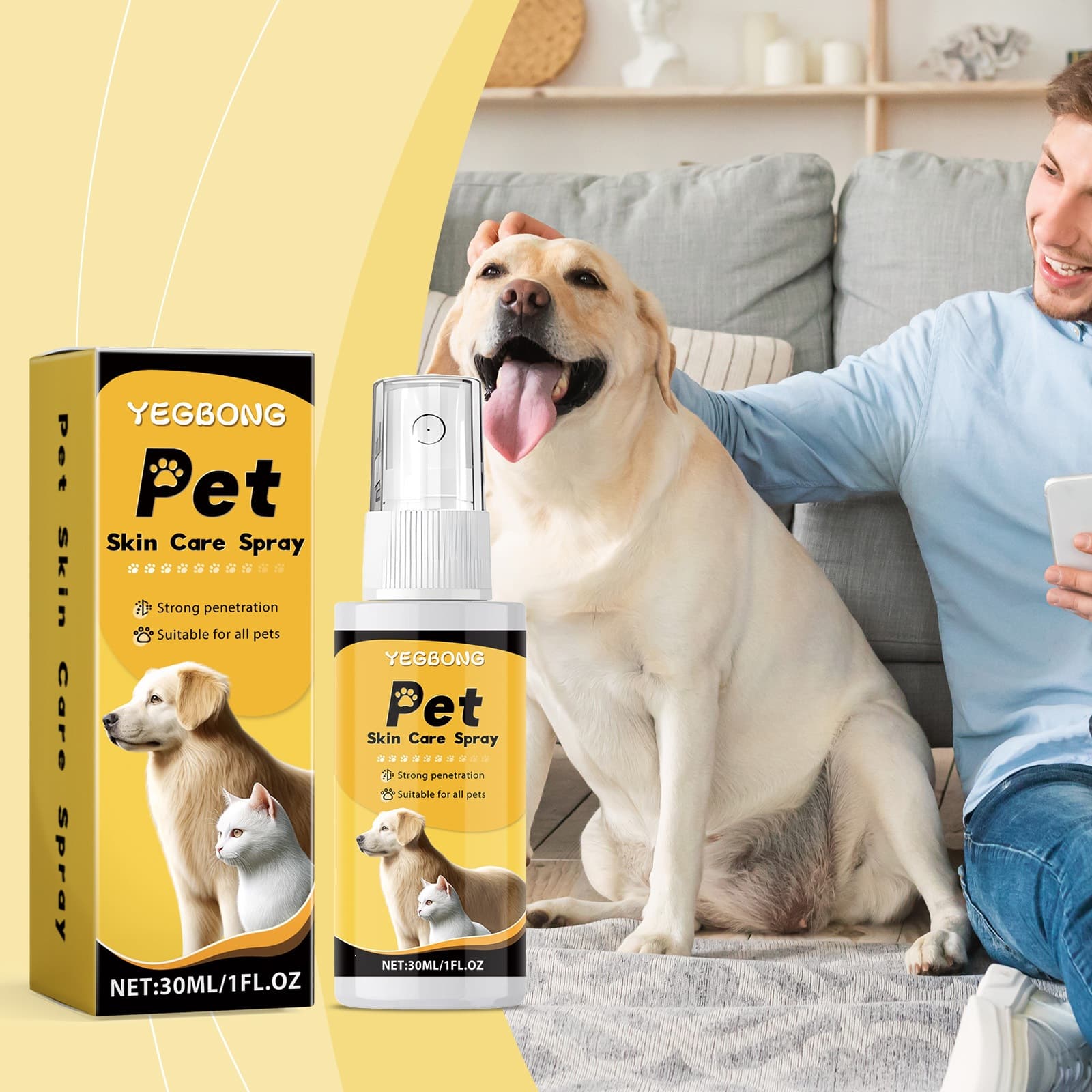 YEGBONG Pet Skin Care Spray Gentle Care for Cat and Dog Skin Discomfort Moisturizing Care Spray