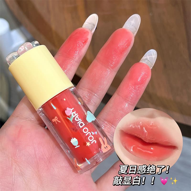 Jiujiu Diary Multi-Element Mirror Gloss Juice Lip Glaze Hydrating Moisturizing Natural Look Easy to Apply Watery Clear Lip Gloss